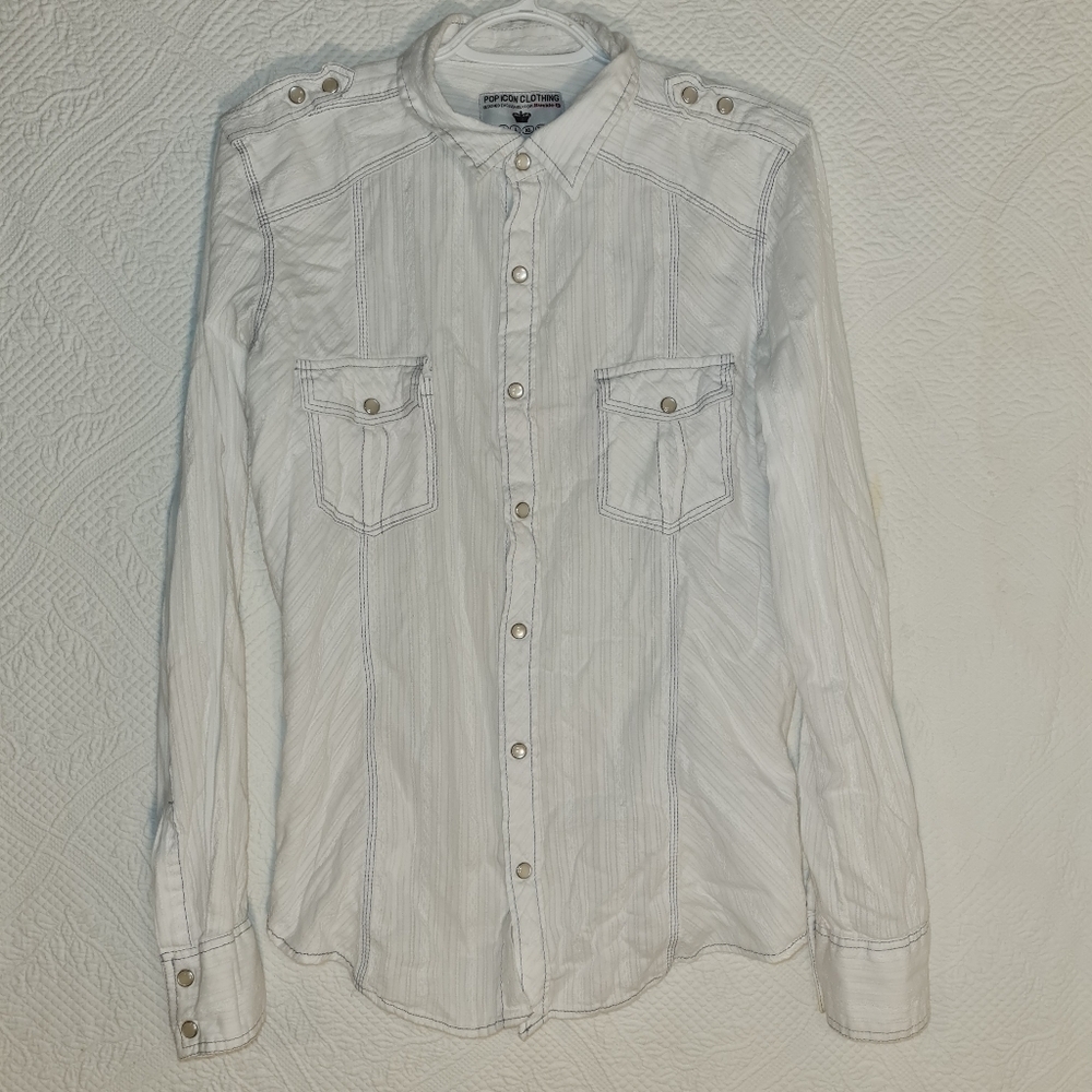 64. Pop Icon Clothing Button Down White